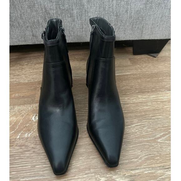 Franco Sarto New Black Leather Piinted Toe Amber Booties Size 10 - Picture 3 of 14